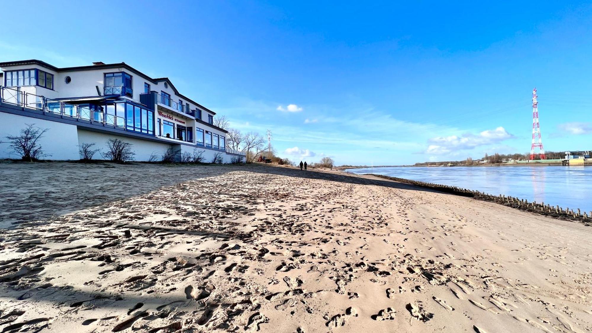 Gaestehaus Weserblick Am Weser-Sandstrand Berne Dış mekan fotoğraf